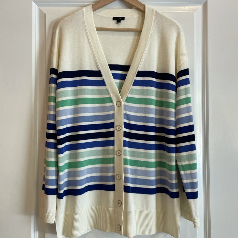 Talbots Long Line Striped Women’s Cardigan